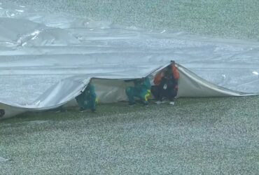 Fourth T20I was abandoned after rain and hail